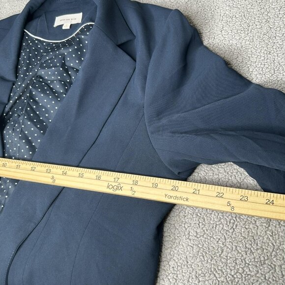 Skies Are Blue Blazer Womens XL Navy Open Front Polka Dot Lined Jacket Workwear - Picture 7 of 11